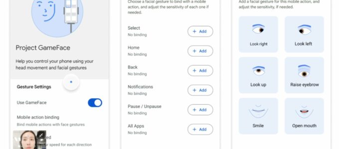 Projekt Gameface od Googlu nyní i na mobilu: Ovládejte Android bez použití rukou